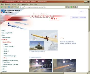 Ein Feststoffraketenmotor für die Anti-Flugzeug Lenkrakete VT1.